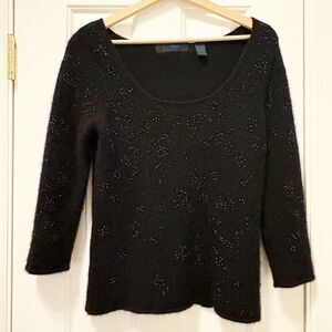Iris Cashmere Beaded Sweater Size Small Black